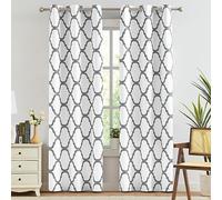 Melodieux Tende oscuranti oscuranti con occhielli per soggiorno, alla moda marocchina, isolamento termico, 106 x 240 cm, bianco sporco e grigio (2 pannelli)
