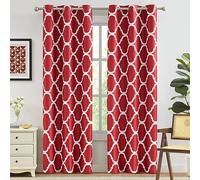 Melodieux Tende oscuranti oscuranti con occhielli per soggiorno, alla moda marocchina, isolanti, termiche, 106 x 213 cm, rosso (2 pannelli)