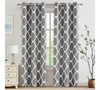 Melodieux Tende oscuranti oscuranti con occhielli per soggiorno, alla moda marocchina, isolanti, termiche, 106 x 213 cm, grigio (2 pannelli)