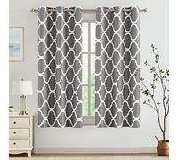 Melodieux Tende oscuranti oscuranti con occhielli per soggiorno, alla moda marocchina, isolanti, termiche, 106 x 160 cm, grigio (2 pannelli)