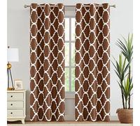 Melodieux Tende oscuranti oscuranti con occhielli per soggiorno, alla moda marocchina, isolanti, termiche, 106 x 213 cm, marrone (2 pannelli)