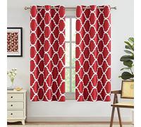 Melodieux Tende oscuranti per finestre in stile marocchino, isolanti, termiche, con occhielli, per soggiorno, 106 x 160 cm, rosso (2 pannelli)