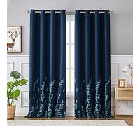 Melodieux - Tende oscuranti per soggiorno, camera da letto, senza rumore, con occhielli per finestra, colore: blu navy/blu, 150 x 200 cm (1 pannello)