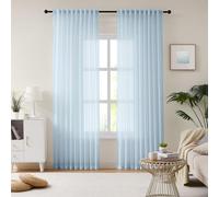 Melodieux Tende per soggiorno, per sistema a binari, colore celeste, 260 x 137 cm (altezza x larghezza), set da 2 pezzi