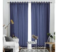 Melodieux Tende semi velate blu navy, lunghe 274 cm, per soggiorno e camera da letto, extra lunghe, effetto lino, tende rustiche in voile, 132 x 274 cm (2 pannelli)
