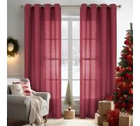 Melodieux Tende semitrasparenti color bordeaux, lunghe 213 cm, per finestre piccole, soggiorno, camera da letto, effetto lino, tende rustiche in voile, 106 x 213 cm (2 pannelli)
