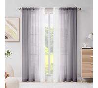 Melodieux Tende Tasparente Ombre Tende per Interni 2 Pezzi, 140x225cm Grigio/Bianco