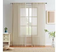 Melodieux Tende Tasparente Tende per Interni per Camera da Letto Soggiorno, Beige, 140x225cm