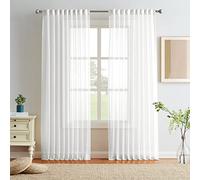 Melodieux Tende Tasparente Tende per Interni per Camera da Letto Soggiorno, Bianco, 140x260cm
