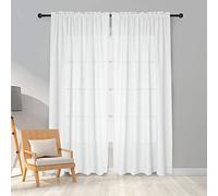Melodieux Voile Tende per Interni per Camera da Letto Soggiorno sara Bianco, 140 x 175 cm