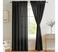 Melodieux Voile Tende per Interni per Camera da Letto Soggiorno sara Nero, 140 x 260 cm