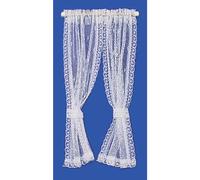 Melody Jane Dollhouse White Sheer Curtains Net Lace Drapes Miniature 1:12 Window Accessory