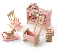 Melody Jane Set Cameretta Miniatura Rosa in Legno 3 Anni Più Mobili