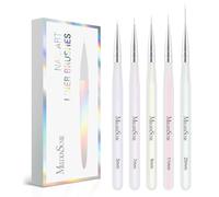 MelodySusie Set di 5 pennelli professionali per eyeliner per vernice gel, design artistico, linee sottili e lunghe, piccoli dettagli, disegni fini e colorazione delicata