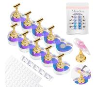 MelodySusie Supporto per unghie a pressione, base magnetica in acrilico a forma di cuore blu per esposizione di pittura con supporto per pennelli e 100 nastri biadesivi riutilizzabili per casa fai da