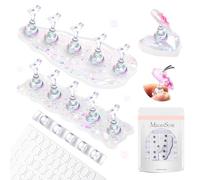 MelodySusie Supporto per unghie a pressione, set di 3 basi magnetiche bianche per esporre la pittura, con porta pennello e 100 nastri biadesivi riutilizzabili per la casa, fai da te, saloni