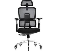 MELOKEA XL 200KG Sedia Ergonomica da Ufficio e Gioco con Ruote in Gomma, Bracci 4D Regolazione della Profondità del Sedile, 4 Angoli Bloccabili, Supporto Lombare, Persone di Grande Statura e Massa