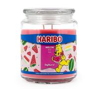 Haribo Candela profumata in vetro con coperchio, melon mix, candela profumata fruttata, lunga durata (100 h) | regalo per donne | candela profumata grande (510 g)