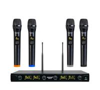 MELONARE Sistema di microfone wireless UHF, set di 4 microfoni portatili a quattro canali, 79,2 m, 4 x 25 frequenze, dinamici per canto, karaoke domestico, DJ, chiesa