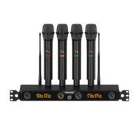 MELONARE Sistema Microfono Wireless 4 Canali, UHF Rackmount con 4x 10 Frequenze, Portata 260ft, Microfono Dinamico per Canto, Karaoke, Chiesa, DJ, Festa (MWM-41F)