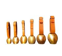 MELONI Campanaccio campana campane Tradizionale Italiano Sardo con Collare in Pelle, Campane in Ottone per Bestiame (5)