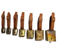 MELONI campane Campanaccio Artigianale Sardo quadrato con Collare in Pelle in ferro ottonato (N6/ 8,5 cm x 4,5 cm)