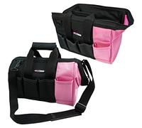 MeloTough Borsa porta attrezzi da donna rosa con tracolla aperta sulla parte superiore a bocca larga, organizer per attrezzi (30,5 cm, rosa)