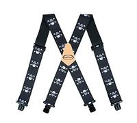 MELOTOUGH Bretelle da uomo completamente elastiche da 5,1 cm di larghezza X posteriore resistenti bretelle da lavoro, Teschio, Large