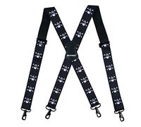 MELOTOUGH Bretelle da uomo larghe 1,5/2 pollici Bretelle Full Elastic X Back Bretelle con ganci a scatto, Teschio, 2 inch