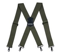MELOTOUGH Bretelle da uomo larghe 1,5/2 pollici Bretelle Full Elastic X Back Bretelle con ganci a scatto, Verde militare, 5 cm