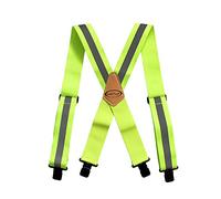 MELOTOUGH Bretelle da uomo larghe 5,1 cm, regolabili ed elastiche, a forma di X, con clip molto forti, resistenti, Lime riflettente, 1X Plus