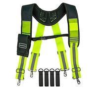MELOTOUGH Bretelle per cintura per attrezzi Bretelle da lavoro per cintura per attrezzi Bretelle imbottite per la costruzione, Lime riflettente, Large