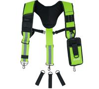 MELOTOUGH Bretelle riflettenti di sicurezza per cintura da lavoro imbottite per falegname/elettricista/tetto/agricoltore (verde riflettente), Bretelle Hi Vis, taglia unica