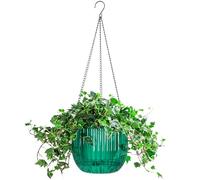 Melphoe Confezione da 1 vaso da fiori autoirrigante da appendere, per interni, 20 cm, per esterni, con 3 ganci, fori di drenaggio per giardino e casa