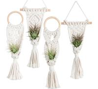 Melphoe Confezione da 4 supporti per piante aeree, felci ad aria, macramè, da appendere per interni, per piante da esposizione di Tillandsias, decorazione per la casa bohémien, idea regalo
