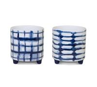 Melrose Dolomite Set di 2 vasi con finitura blu e bianca 82840DS