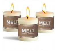 Melt Candle Company Set di 3 candele a colonna color avorio 7,5 x 7,5 cm, non profumate, versate a mano, per matrimoni, decorazione della casa, relax, spa, stoppino in cotone senza fumo