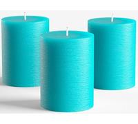 Melt Candle Company Set di 3 Turchese/Verde Acqua 7,5 x 10 cm Candele a colonnasenza Profumo per Matrimoni ristoranti Decorazione Terme chiese stoppini in Cotone Senza Fumo