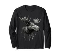 Melting Alce Alce Gocciolante Tatuaggio Opera d'Arte Animale gra Maglia a Manica
