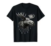 Melting Alce Alce Gocciolante Tatuaggio Opera d'Arte Animale gra Maglietta