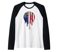 Melting American Baseball Drip Giocatore Patriottico Coach Amante Maglia con Maniche Raglan