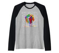 Melting Cube Speed Cubing Tee Vintage Puzzle Giovani Matematica Ragazzi Maglia con Maniche Raglan