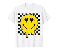 Melting Happy Face Cuore Occhi Carino Gocciolante Sorriso Faccia Retro Maglietta