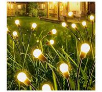 MeLtor Lucciole Solari Da Giardino, 4 Confezione Da 6 8 10 Led Luci Per Giardino, Impermeabile Ip65 Luci Per Il Giardino,WarmLight-10LED