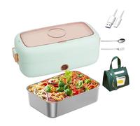 MeLtor Scaldavivande Elettrico Portatile Adatto per Portatili Da 110 V/12 V/24 V, Porta Pranzo Riscaldabile Isolamento Termico Di Lunga Durata Alimentato Tramite USB, Porta Pranzo Riscaldabile,Green