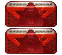 MelTruck 2x Fanale Posteriore LED Sinistro & Destro | 7 Funzioni | 12V 24V | Omologato E9 ECE | Rimorchio Camion