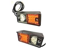 MelTruck 2x Luce LED Posizione con Freccia - Destra e Sinistra per Trattore, Carrello Elevatore, Macchina da Cantiere, Escavatore, Veicolo Autonomo, Spazzaneve - 12/24V - IP66/IP68 - Omologata E20