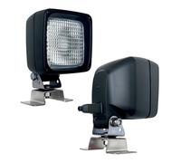 MelTruck Set di 2 fari da lavoro H3 con lampadine da 12 V - fari universali alogeni supplementari per trattore, camion e macchine edili - 12 V/24 V IP69 K impermeabile con supporto Omega - disco in