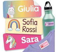 melu kids® Etichette Adesive Personalizzate (120 pezzi, Creature Magiche) - Etichette Per Vestiti e Oggetti, Sticker Personalizzabili Resistenti all'Natura Per Scuola e Asilo