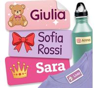 melu kids® Etichette Adesive Personalizzate (120 pezzi, Sogno) - Etichette Per Vestiti e Oggetti, Sticker Personalizzabili Resistenti all'Natura Per Scuola e Asilo